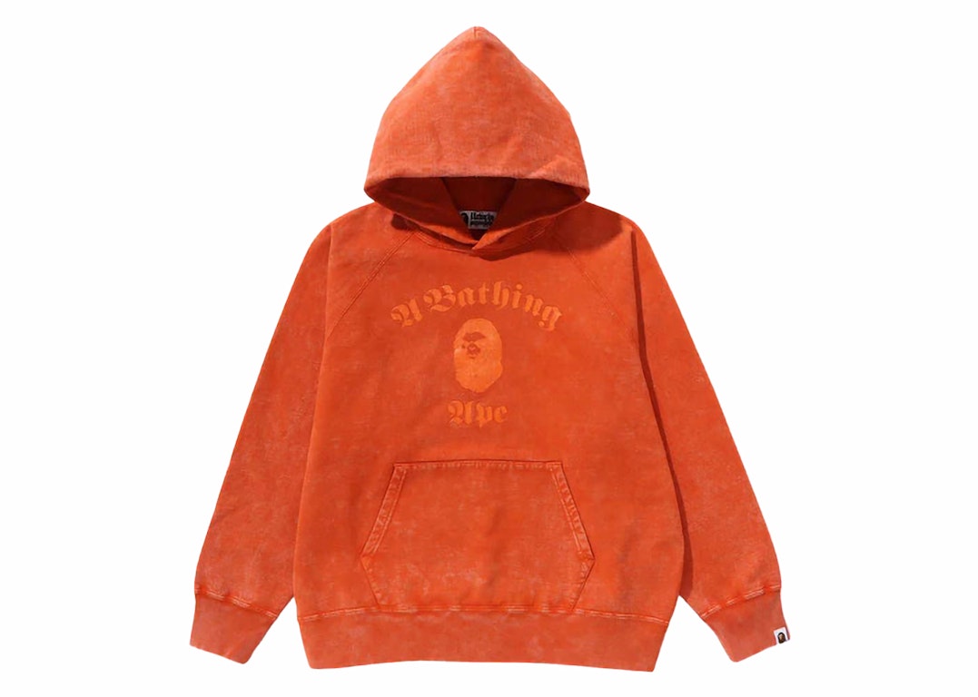 Pre-owned Bape A Bathing Ape Overdye Pullover Relaxed Fit Hoodie Orange