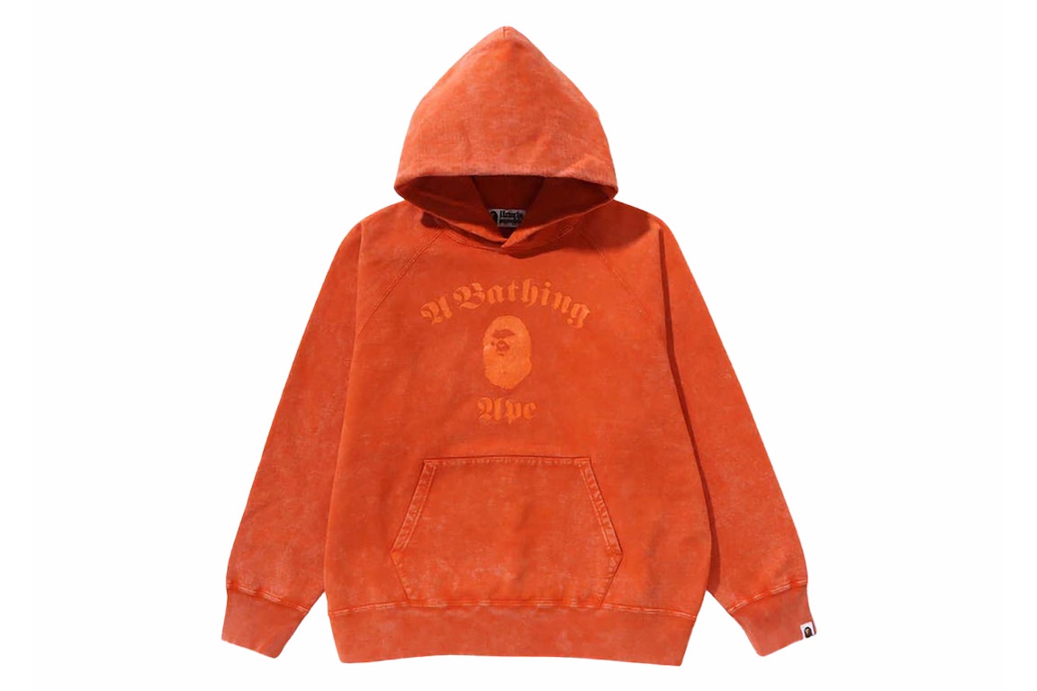 Pre-owned Bape A Bathing Ape Overdye Pullover Relaxed Fit Hoodie Orange