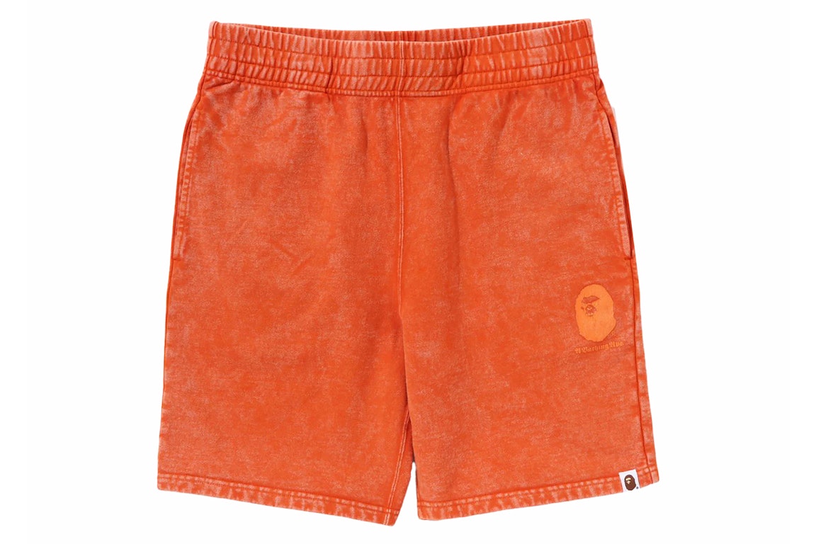 Pre-owned Bape A Bathing Ape Overdye Sweat Shorts Orange
