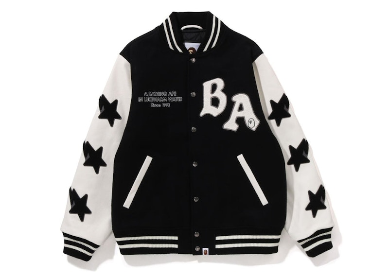 BAPE A Bathing Ape Relaxed Fit Varsity Jacket Black Men s FW22 US