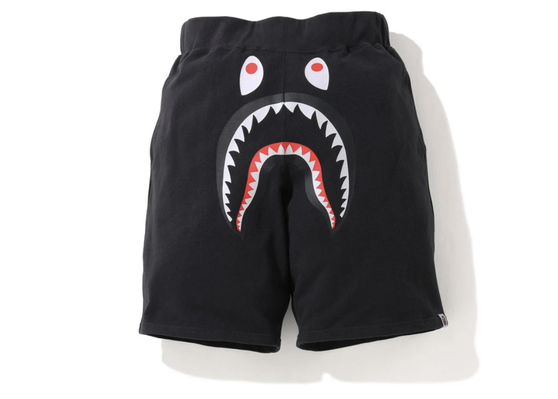 BAPE A Bathing Ape Shark Wide Sweat Shorts Black Men's - US