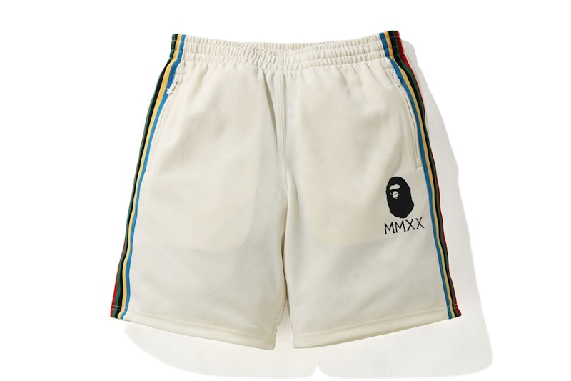 BAPE A Bathing Ape Side Tape Jersey Shorts Ivory - SS20 Men's - US