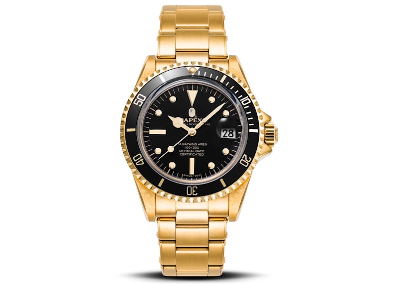 BAPE A Bathing Ape Type 1 Bapex Watch Gold Black