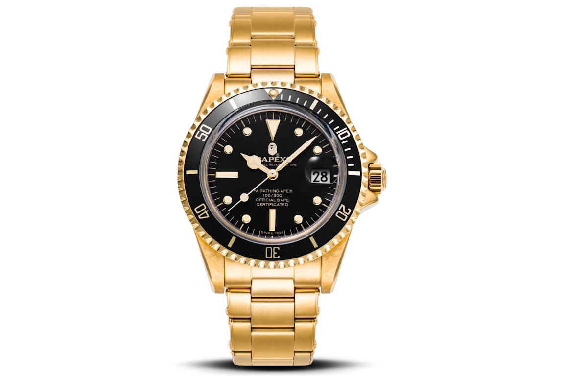 Pre-owned Bape A Bathing Ape Type 1 X Watch Gold Black