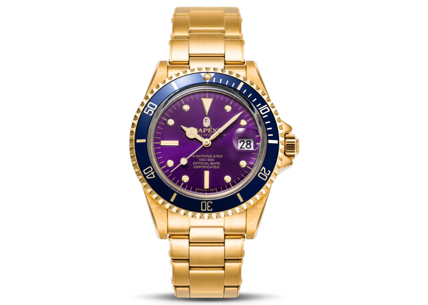 BAPE A Bathing Ape Type 1 Bapex Watch Gold Purple