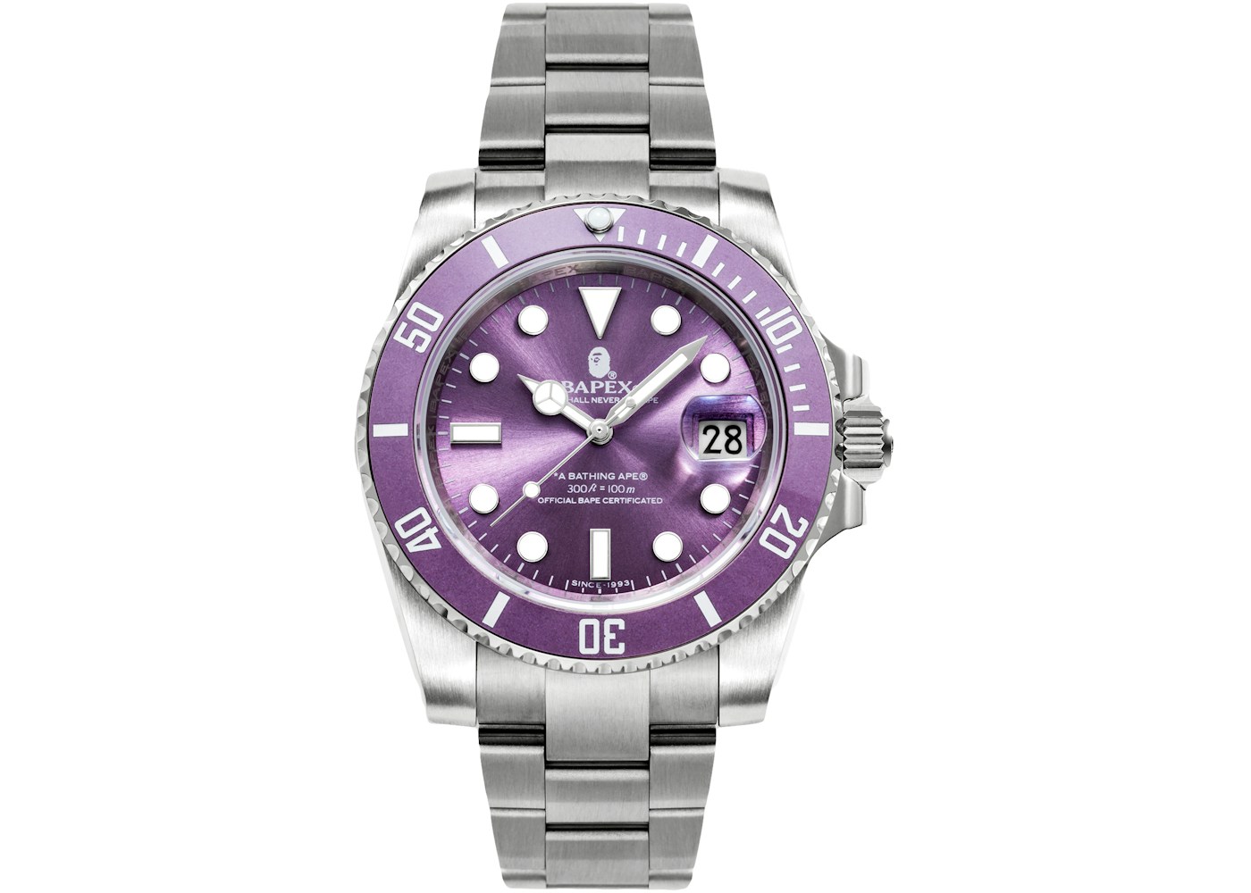 Bape A Bathing Ape Type 1 Bapex Watch Silver Purple Ss21 Bape A Bathing Ape Type 1 Bapex Watch Silver Purple Ss21