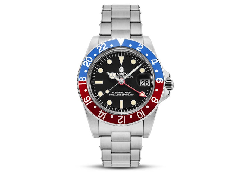 BAPE A Bathing Ape Type 2 Bapex Watch Silver Red Blue Men s SS22 US