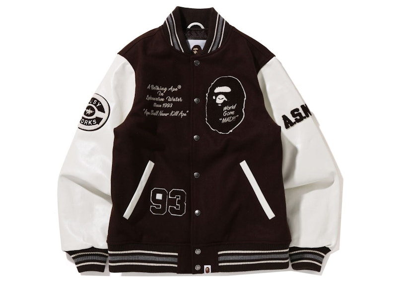 BAPE A Bathing Ape Varsity Jacket Brown Men s FW21 GB