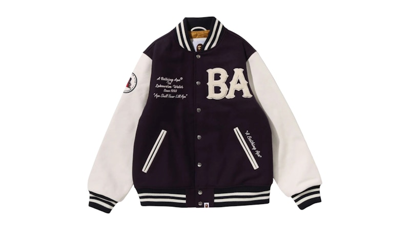 BAPE A Bathing Ape Varsity Jacket Purple