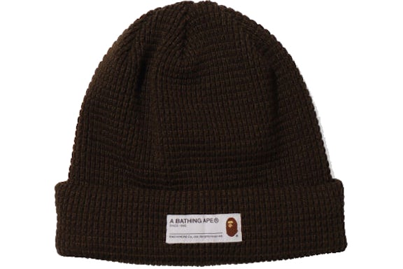 BAPE A Bathing Ape Waffel-Strickmütze Schwarz