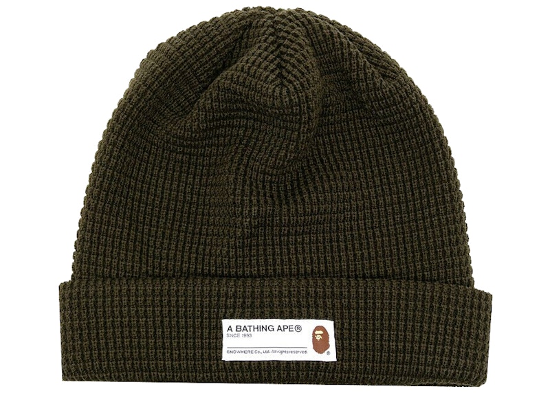 BAPE A Bathing Ape Waffle Knit Cap Olivedrab Men's - SS22 - US