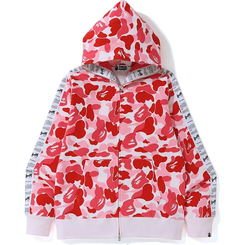 Pink and white online bape hoodie