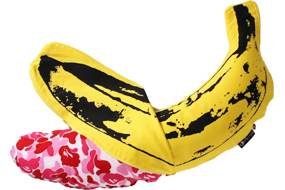 BAPE ABC Mimetico Andy Warhol Cuscino Banana (Grande) Rosa