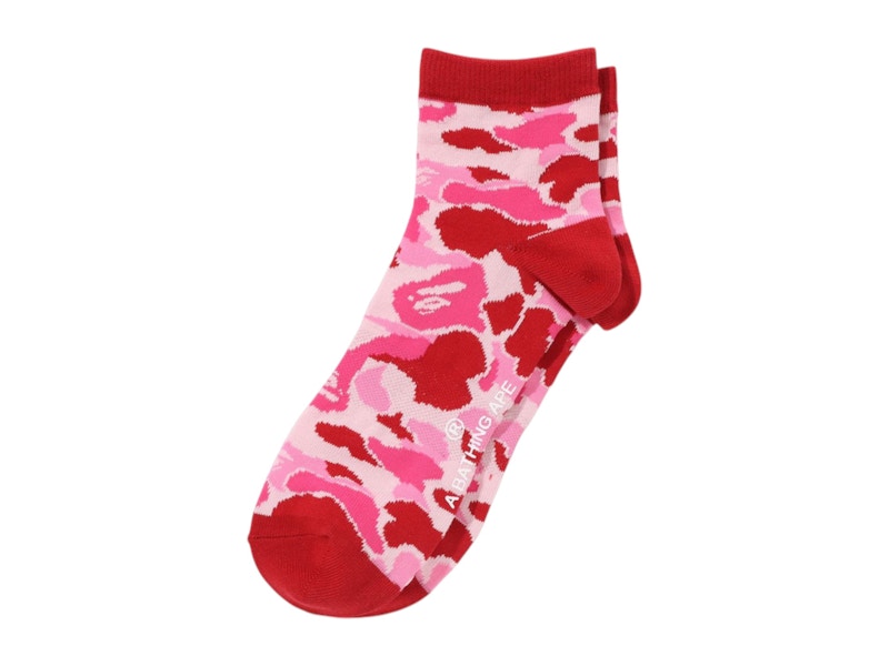 Pre-owned Bape Men's Abc Camo Ankle Jacquard Socks In Pink