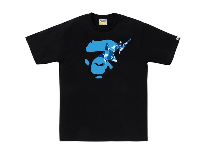 BAPE ABC Camo Ape Face Sta Tee Black/Blue メンズ - SS25 - JP BAPE ABC Camo Ape Face Sta Tee Black/Blue メンズ - SS25 - JP