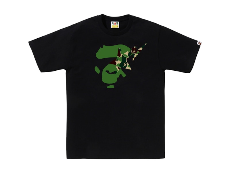 BAPE ABC Camo Ape Face Sta Tee Black/Green Men's - SS25 - US