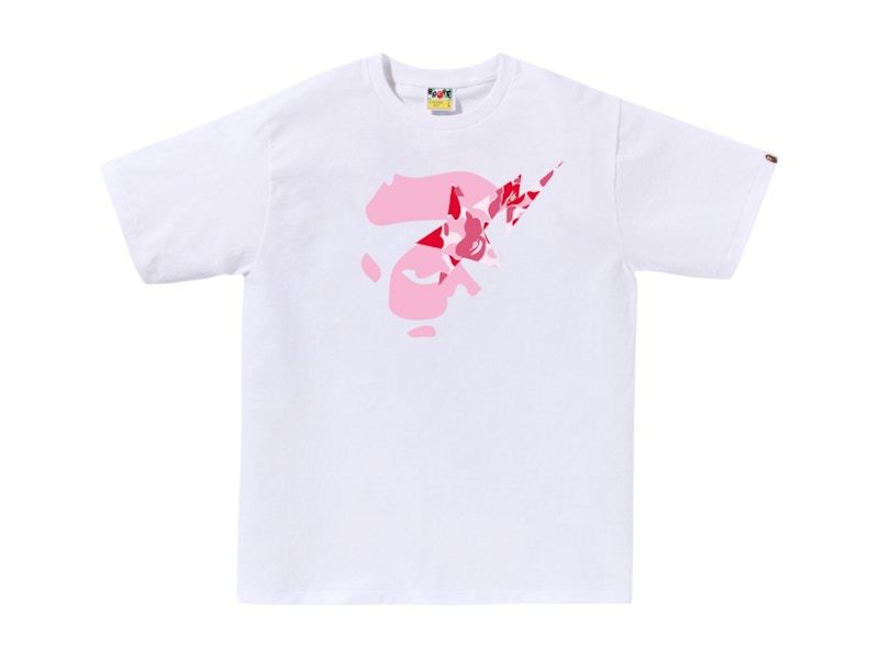 BAPE ABC Camo Ape Face Sta Tee White/Pink Men's - SS25 - GB
