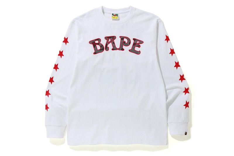 BAPE ABC Camo BAPE 88 L/S Tee White/Black Men's - FW19 - US