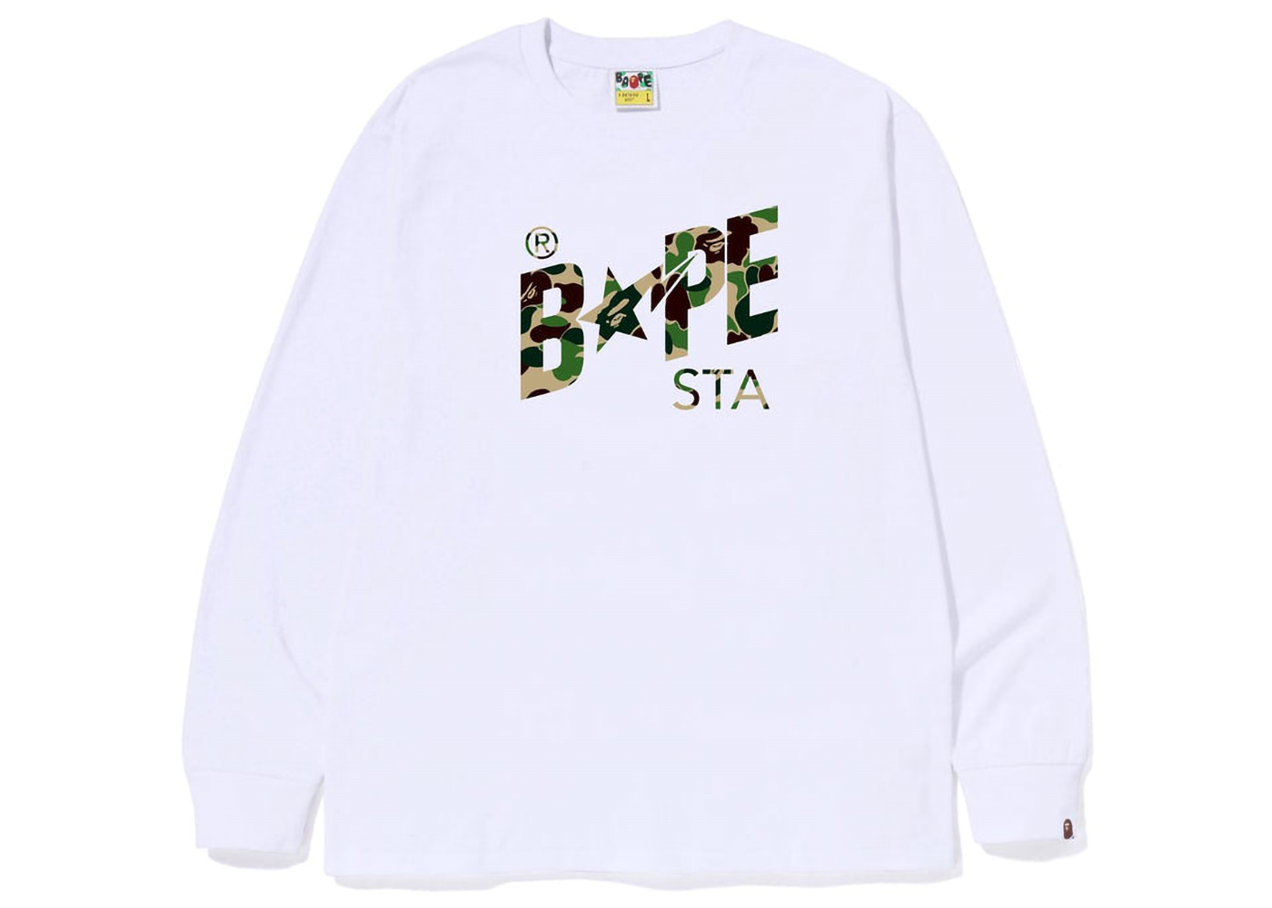 BAPE ABC Camo Bape Sta Logo L/S Tee White Green - SS23 メンズ - JP