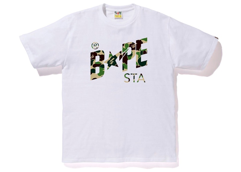Pre-owned Bape Men's Abc Camo Sta Logo Tee Shirt In White Green