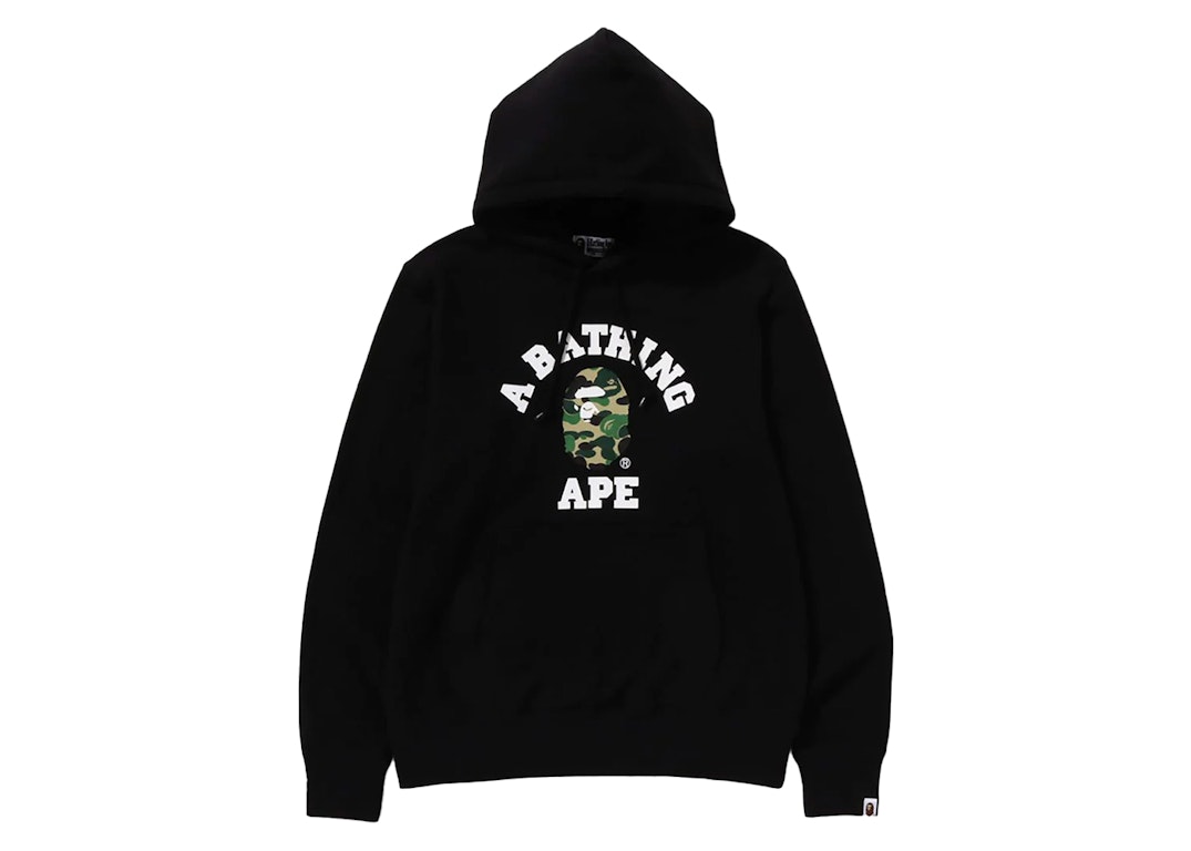 Pre-owned Bape Abc Camo College Organic Cotton Pullover Hoodie Black/green