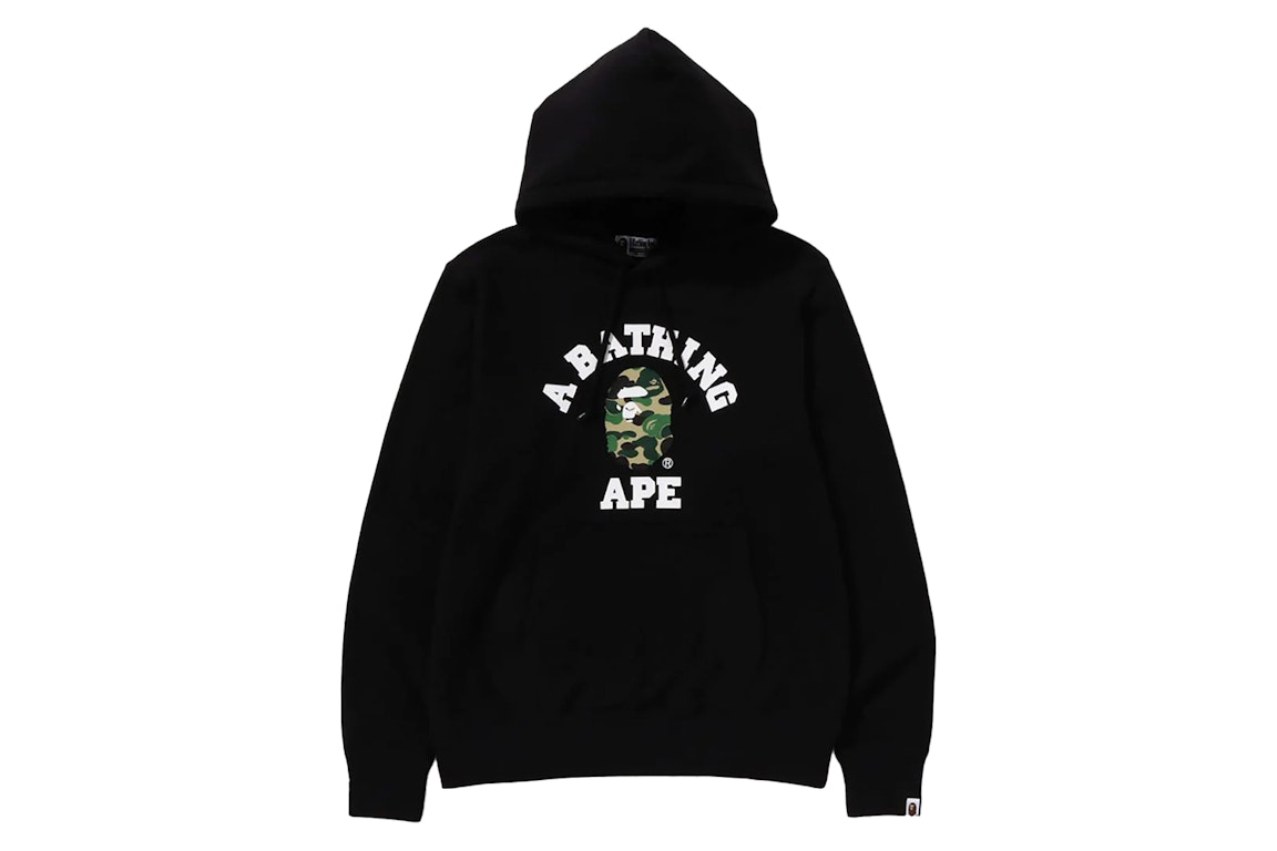 Pre-owned Bape Abc Camo College Organic Cotton Pullover Hoodie Black/green