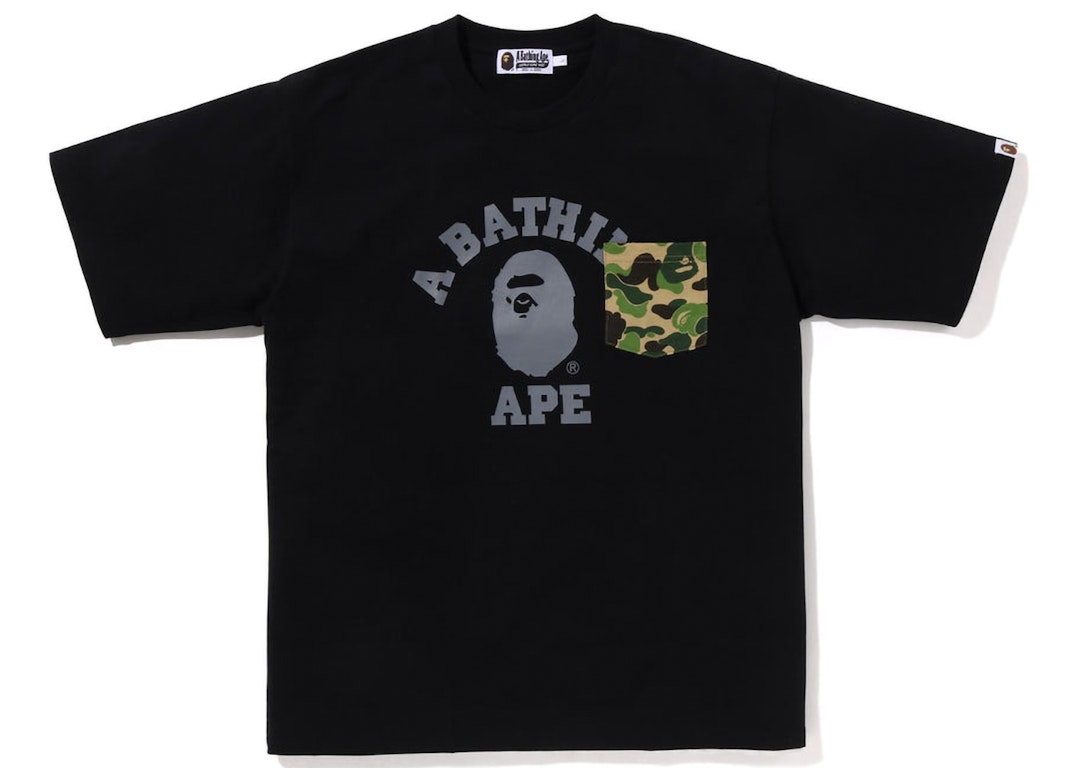 Pre-owned Bape Abc Camo College Pocket Relaxed Tee (ss23) Black