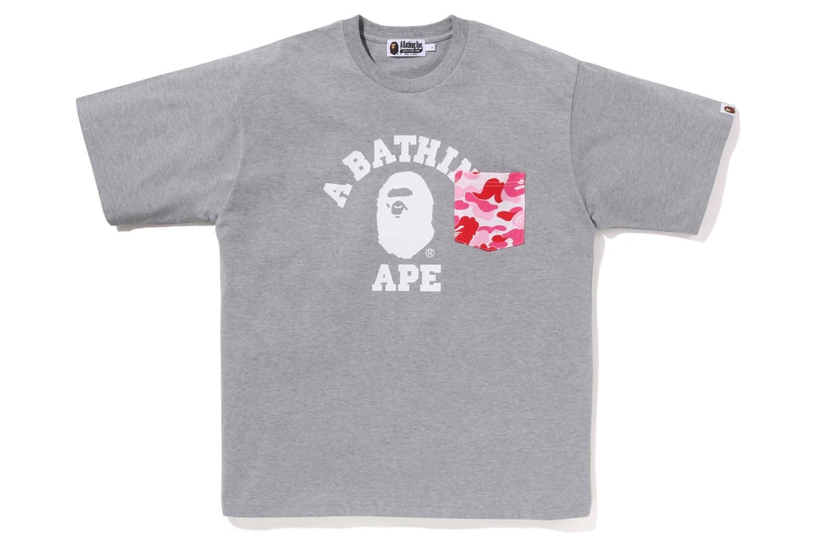 Pre-owned Bape Abc Camo College Pocket Relaxed Tee (ss23) Grey