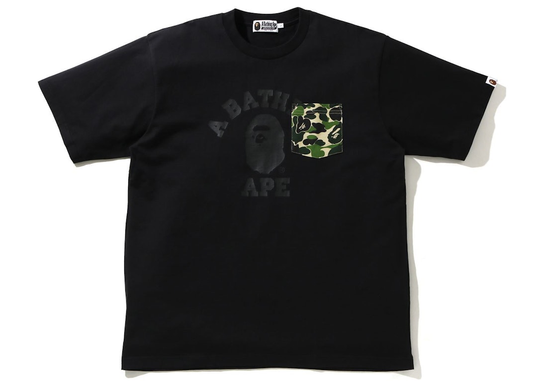 Pre-owned Bape Abc Camo College Relaxed Fit Pocket Tee Black