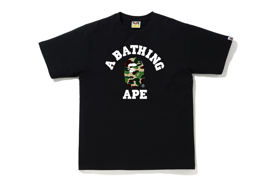 BAPE ABC Camo College Tee Black/Green Men's - SS20/SS23 - US