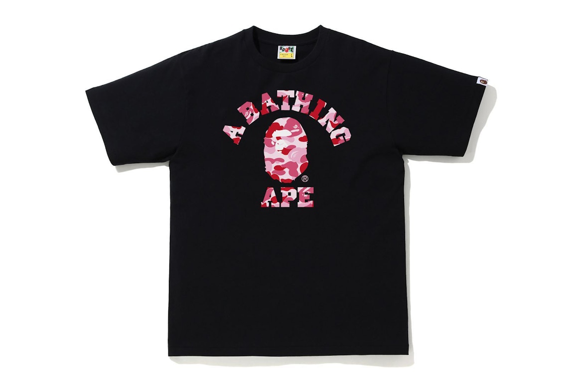 Click to view more detailed imagery on our partner's website Pre-owned Bape Abc Camo College Tee (ss21) Black/pink