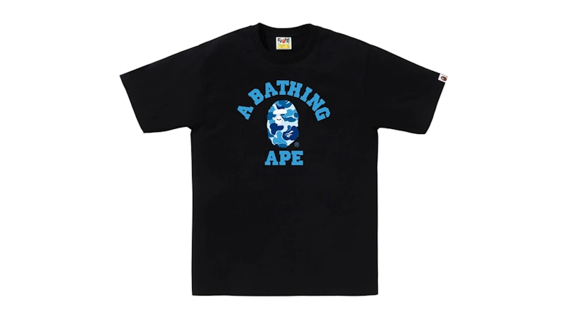 Pre-owned Bape Men's Abc Camo College Tee Shirt (ss25) In Black/blue In Multi