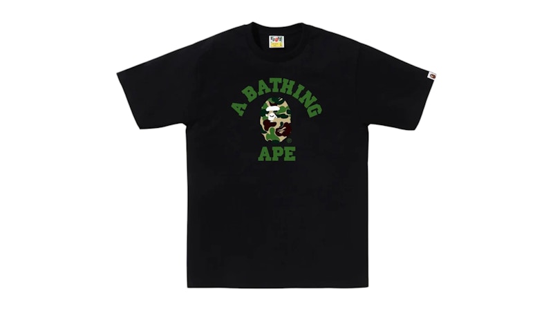 Pre-owned Bape Men's Abc Camo College Tee Shirt (ss25) In Black/green In Multi