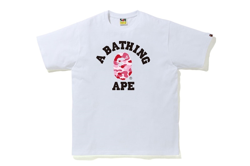 BAPE ABC Camo College Tee White/Pink Men's - SS20/SS23 - US