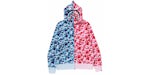 BAPE ABC Camuflaje Crazy Shark Sudadera con capucha con cremallera completa Azul/Rosa
