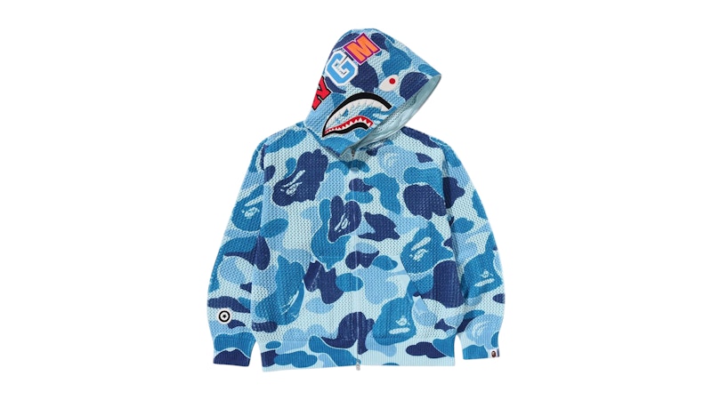 ◆BAPE◆ ABC Camo Leon Relaxed Shark Full Zip Hoodie M BLUE BAPE ABC Camo Crochet Relaxed Fit Shark Full Zip Hoodie Blue