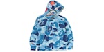 Sudadera con capucha BAPE ABC Camo Crochet, corte holgado, diseño de tiburón y cremallera completa, azul