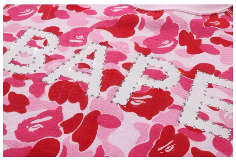 BAPE ABC Camo Crystal Stone Crewneck Pink Men's - FW23 - US