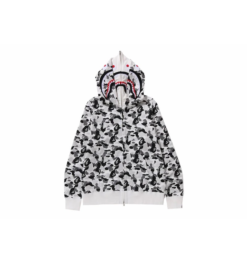 Grey Bape Shark Dual Camo Hoodie BAPE ABC Camo Double Shark Full