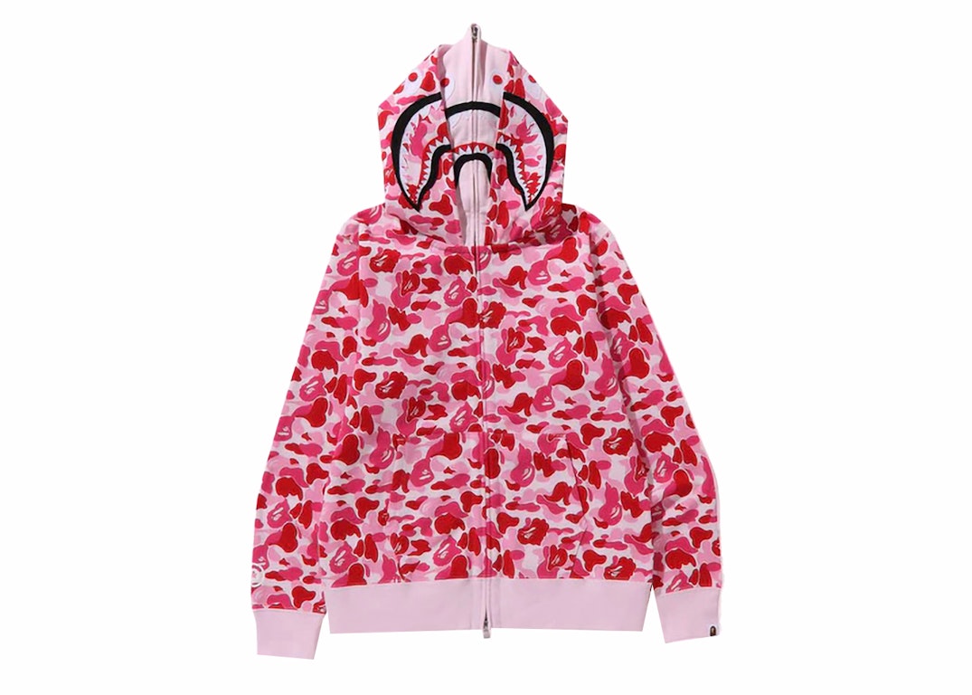 Pre-owned Bape Abc Camo Double Shark Full Zip Hoodie (fw23) Pink