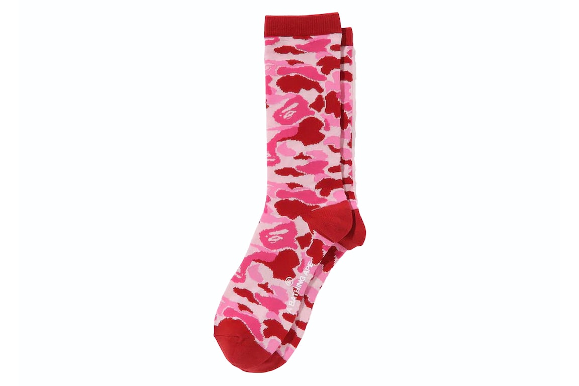 Pre-owned Bape Abc Camo Jacquard Socks Pink