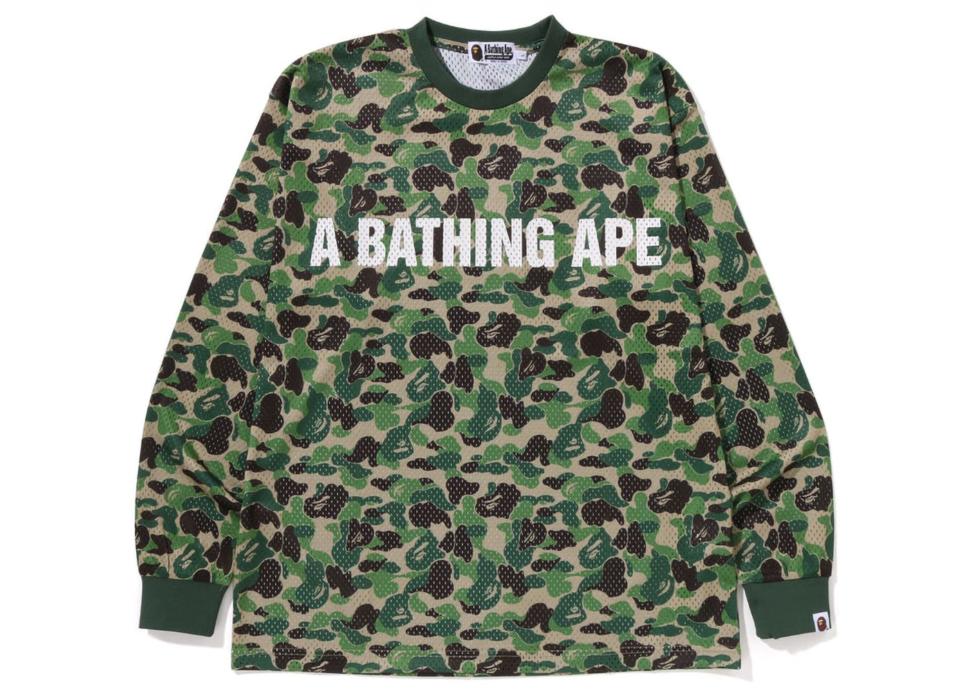 BAPE ABC Camo Mesh Relaxed Fit L/S Tee Green Men's - SS23 - US