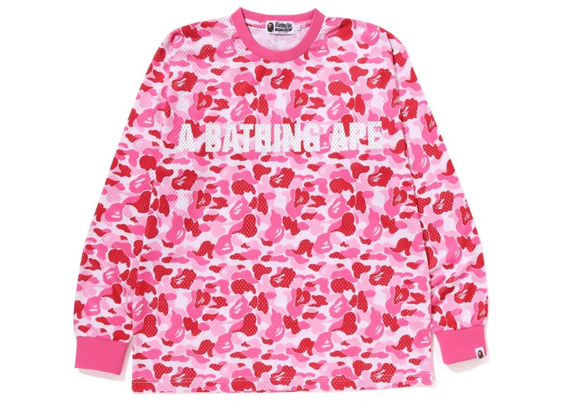 BAPE ABC Camo Mesh Relaxed Fit L/S Tee Pink Men's - SS23 - US