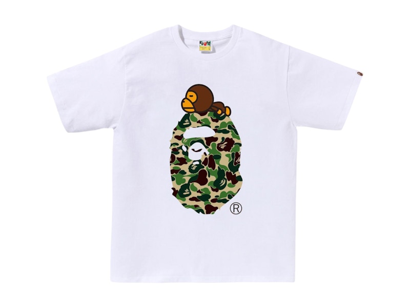 Pre-owned Bape Men's Abc Camo Milo On Big Ape Tee Shirt (ss25) In White/green