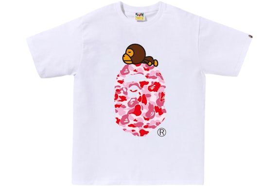 BAPE ABC Mimetico Milo On Big Ape Tee (SS25) Bianco/Rosa