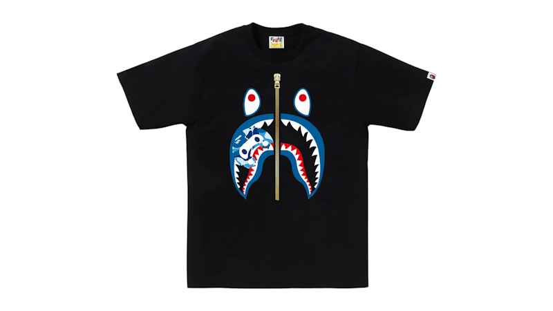 BAPE ABC Camo Milo Shark Tee (SS26) Black/Blue Men's - SS26 - US