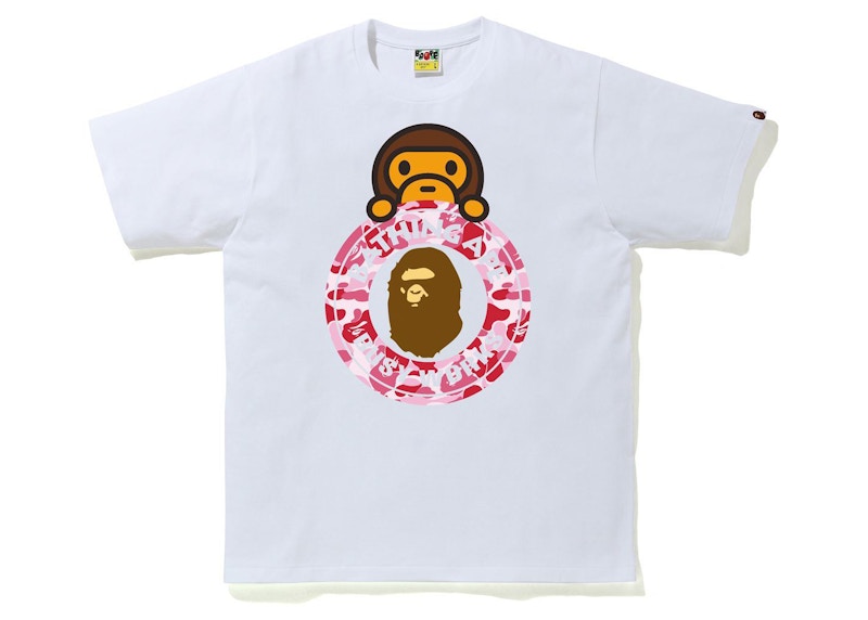 トップス ABC CAMO MILO BUSY WORKS TEE BAPE ABC Camo Milo on Busy Works Tee White/Pink Men's - SS21 - GB