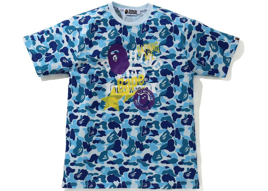 Bape blue store camo shirt