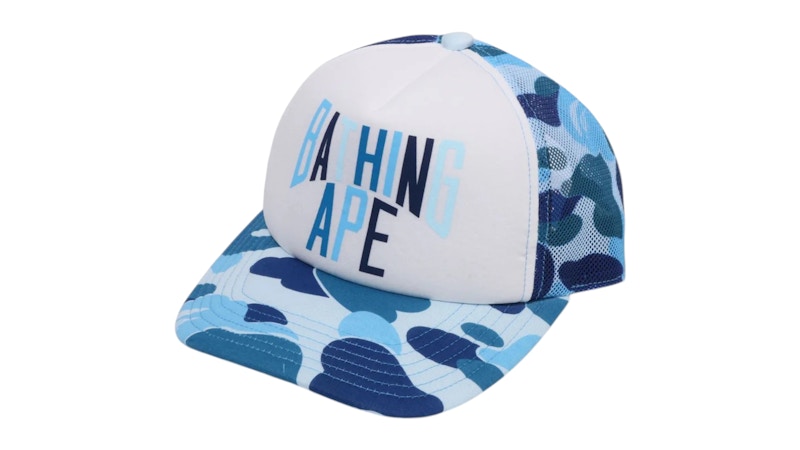 Pre-owned Bape Abc Camo Nyc Logo Mesh Cap In Blue