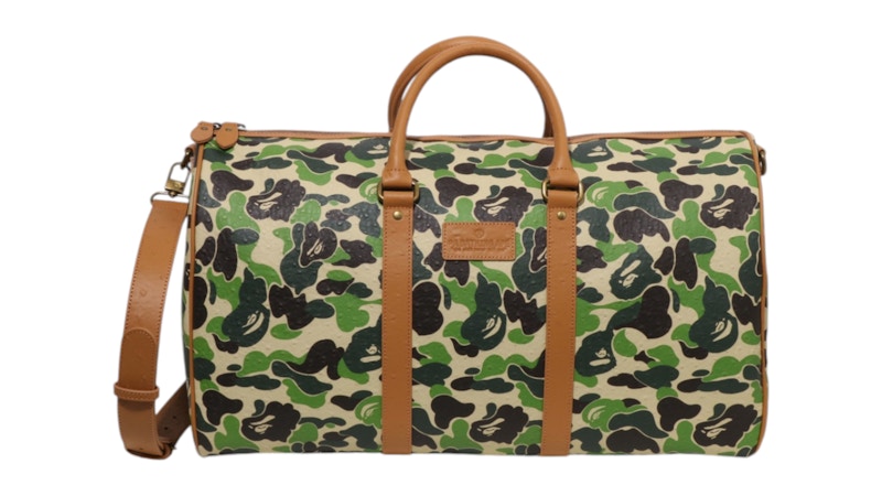 BAPE ABC Camo PU Ostrich Boston Bag Army Green - FW25 - US